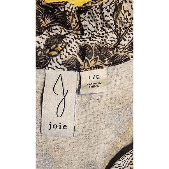 Joie Size L Floral Metallic V-Neck Sleeveless Blouse Tank Top Brown - Picture 4 of 6